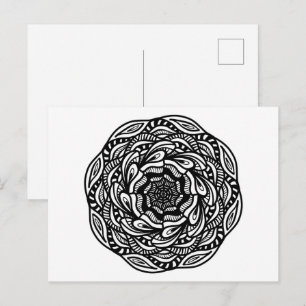 Mandala Black White — minimale Abstracte kleuren Briefkaart