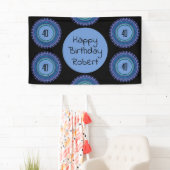 Mandala Blauw en Zwart Custom Name Party Spandoek (Insitu)