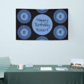 Mandala Blauw en Zwart Custom Name Party Spandoek (Beurs)