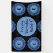 Mandala Blauw en Zwart Custom Name Party Spandoek (Verticaal)