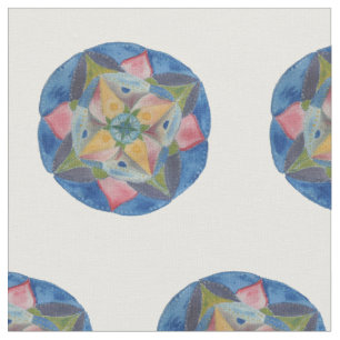 Mandala blauw gekamd katoen (56" breedte) stof