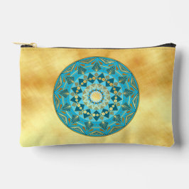 Mandala blauw goud op zachte gouden achtergrond etui