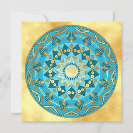 Mandala blauw goud op zachte gouden achtergrond kaart