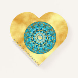 Mandala blauw goud op zachte gouden achtergrond notitieboek