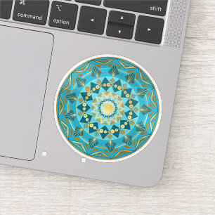 Mandala Blauw Goud Sticker