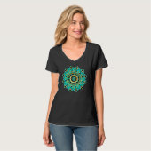 Mandala blauw goud zwart t-shirt (Voorkant volledig)