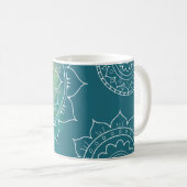 Mandala blauw groen geel boho koffiemok (Voorkant rechts)