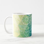 Mandala blauw groen geel boho koffiemok (Links)