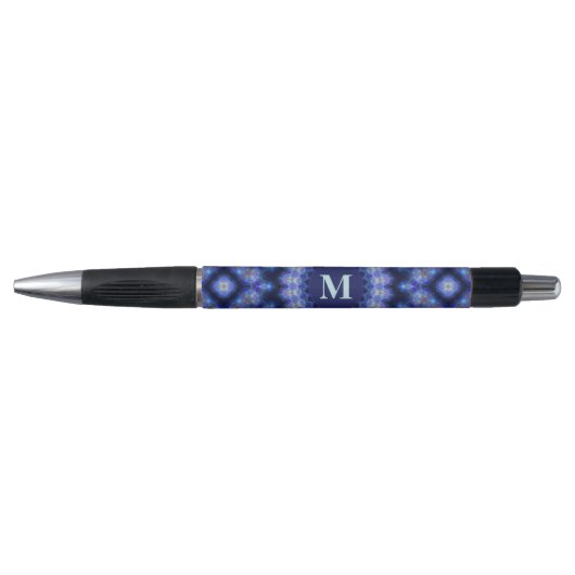 Mandala Blauw Paars Monogram Naam Pen (Voorkant)