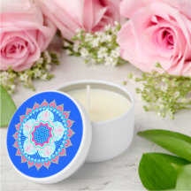 Mandala Blauw Roze op Blauwe Achtergrond