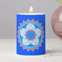 Mandala Blauw Roze op Blauwe Achtergrond