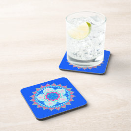 Mandala Blauw Roze op Blauwe Achtergrond Bier Onderzetter