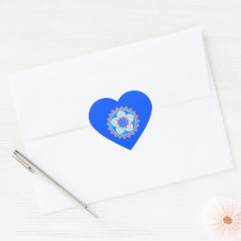 Mandala Blauw Roze op Blauwe Achtergrond Hart Sticker
