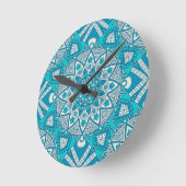 Mandala blauw tegelpatroon ronde klok (Hoek)