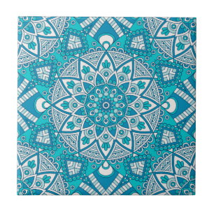 Mandala blauw tegelpatroon tegeltje