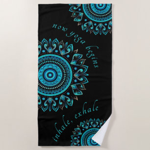 Mandala Blauw Vet Modern Levendig Mandala Strandlaken