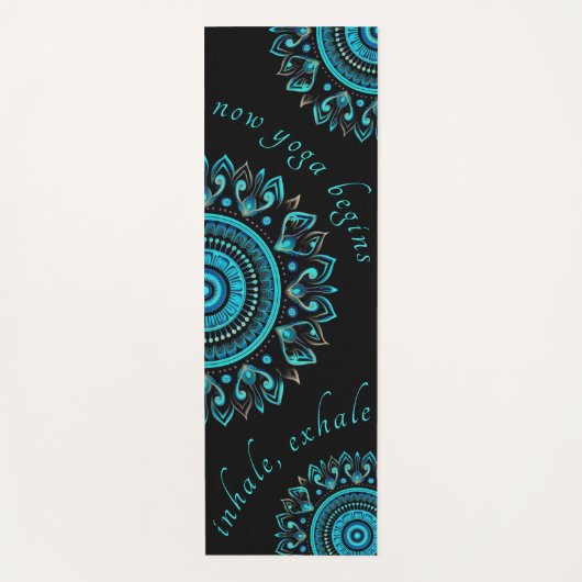 Mandala Blauw Vet Modern Levendig Mandala Yogamat (Voorkant)