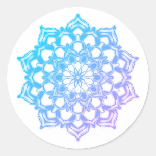 Mandala Blauwe bloem-sticker Ronde Sticker