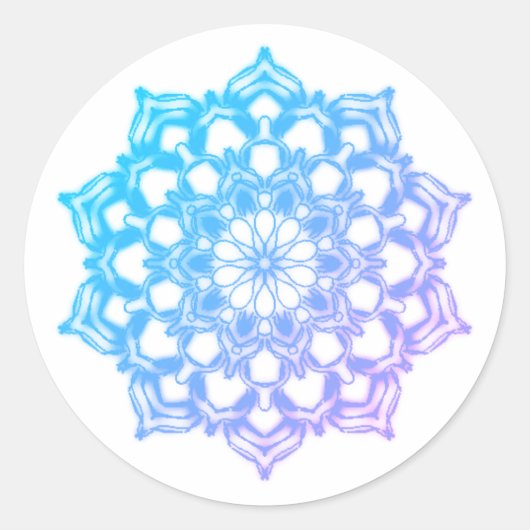 Mandala Blauwe bloem-sticker Ronde Sticker (Voorkant)