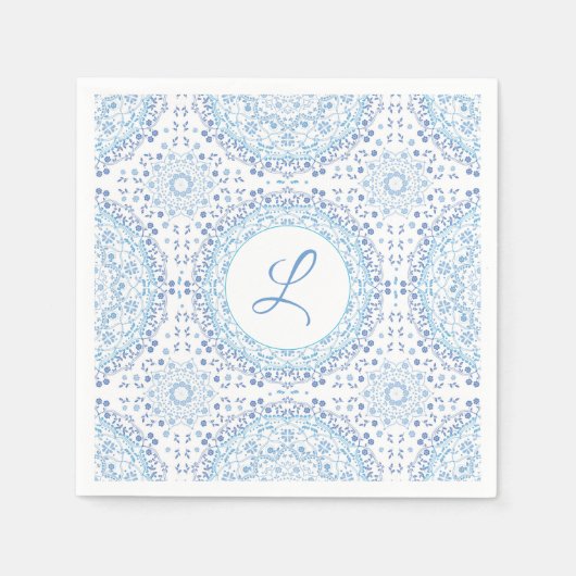 Mandala Blauwe Papieren Servet (Voorkant)