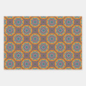 Mandala Blauwe Roze en Gele Cirkel Inpakpapier Vel (Voorkant 2)