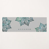 Mandala Blauwgroen en grijs Gepersonaliseerd Yoga  Yogamat (Voorkant (horizontaal))