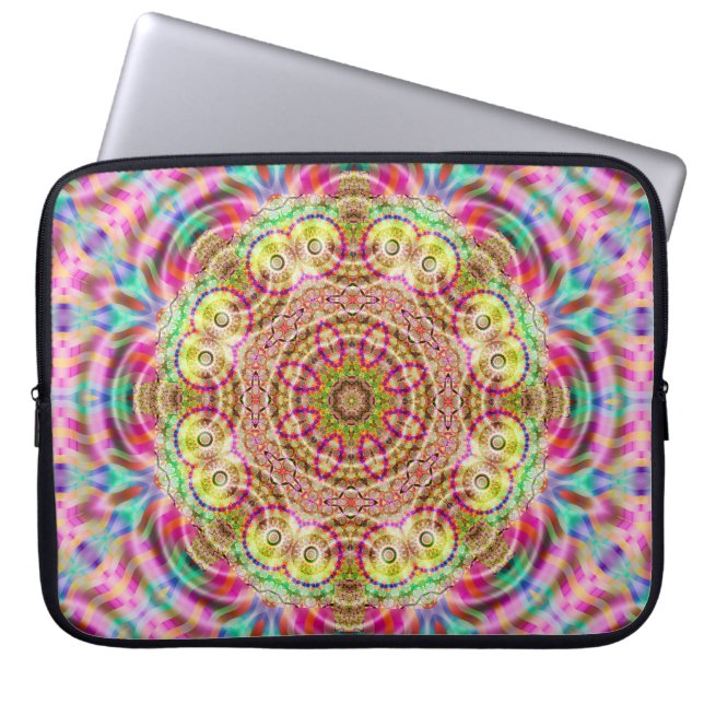 Mandala Bloem: Artistiek Ontwerp Laptop Sleeve (Voorkant)