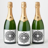 mandala bloem champagnefles label sparkling wijnetiket (Flessen)