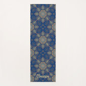 Mandala Bloem Cirkel Patroon Marine Blauwe Achterg Yogamat (Voorkant)