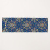 Mandala Bloem Cirkel Patroon Marine Blauwe Achterg Yogamat (Voorkant (horizontaal))