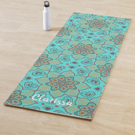 Mandala Bloem Cirkel Patroon Oceaan Blauw Yogamat