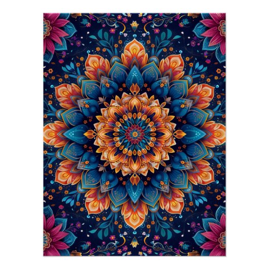 Mandala Bloem Digitale Kunst Stijl-23907 Perfect Poster (Voorkant)