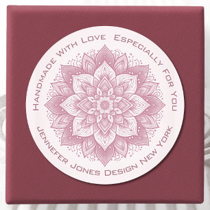 Mandala Bloem Eenvoudig Girly Roze Handgemaakte La Ronde Sticker