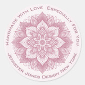 Mandala Bloem Eenvoudig Girly Roze Handgemaakte La Ronde Sticker (Voorkant)