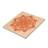 Mandala Bloem in Mandarin Oranje  Tegeltje (Zijkant)