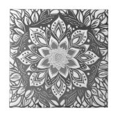 Mandala Bloem in zwart-wit Tegeltje (Voorkant)
