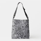Mandala Bloem Monogram Initiaal Zwart Wit Crossbody Tas (Achterkant)