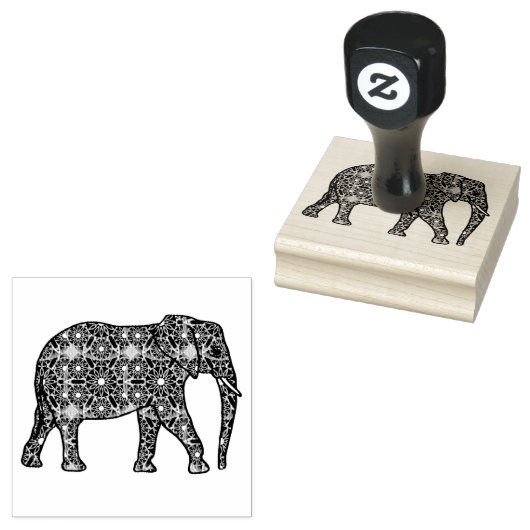 Mandala-bloem-olifant Rubberstempel (Gestempeld)