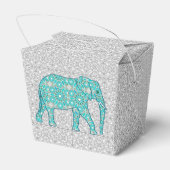 Mandala bloem olifant - turquoise, grijs & wit bedankdoosjes (Achterkant)