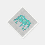 Mandala bloem olifant - turquoise, grijs & wit servet (Hoek)