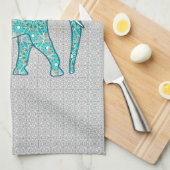 Mandala bloem olifant - turquoise, grijs & wit theedoek (Quarter Fold)