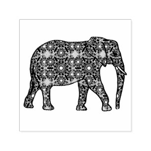 Mandala-bloem-olifant Zelfinktende Stempel