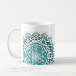 Mandala Bloem van leven turquoise spiritueel Koffiemok
