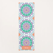 Mandala bloemen bloemblaadjes patroon retro aangep yogamat (Voorkant)