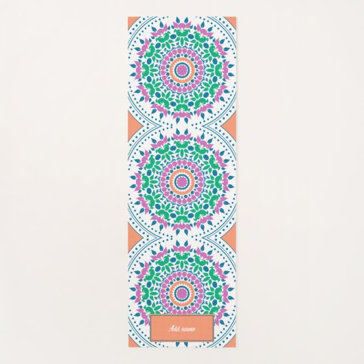 Mandala bloemen bloemblaadjes patroon retro aangep yogamat (Voorkant)