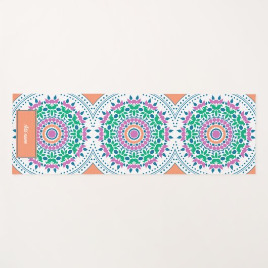 Mandala bloemen bloemblaadjes patroon retro aangep yogamat (Voorkant (horizontaal))