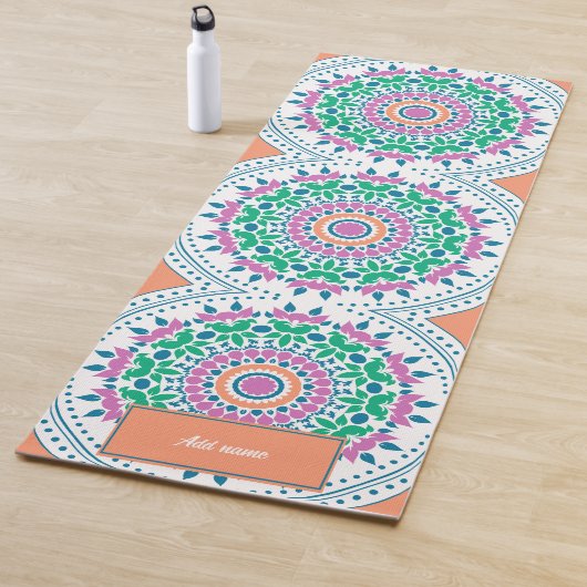 Mandala bloemen bloemblaadjes patroon retro aangep yogamat (In situ)