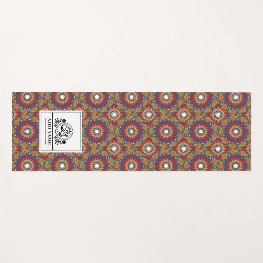 Mandala bloemen monogram aangepaste naam letter M Yogamat (Voorkant (horizontaal))