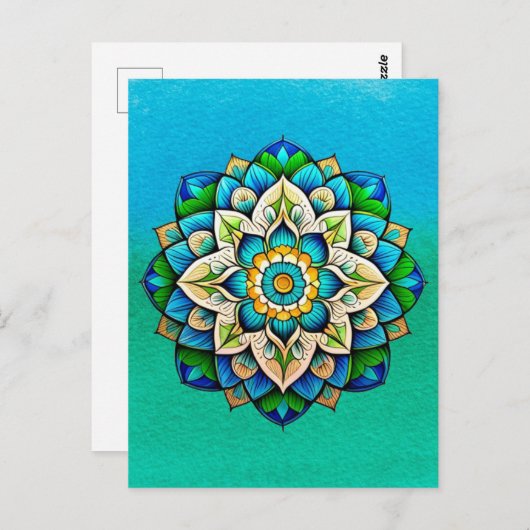 Mandala / bloemenontwerp briefkaart (Voorkant / Achterkant)