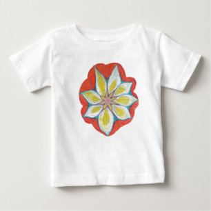 Mandala bloementekening peuter ruffle T-shirt, wit